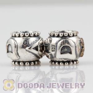 Antique Sterling Silver DAD charm beads with clear CZ stones