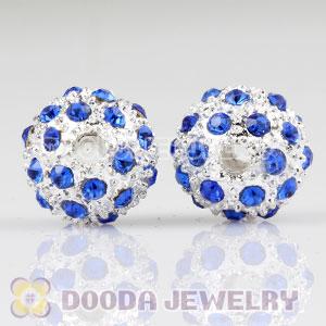 12mm handmade Silver Plated Alloy Beads with blue Crystal wholesale