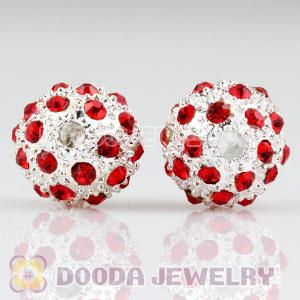 12mm handmade Silver Plated Alloy Beads with Red Crystal wholesale