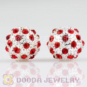 12mm handmade Silver Plated Alloy Beads with Red Crystal wholesale