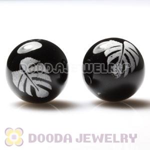 14mm handmade Style Black Agate Art Beads Wholesale