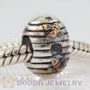 925 Sterling Silver Bee Hive charm Bead with golden bees European compatible