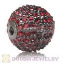 12mm Gun black plated Sterling Silver Disco Ball Bead Pave Red Austrian Crystal handmade Style
