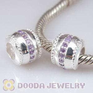 Solid Sterling Silver European Style Beads with Stone