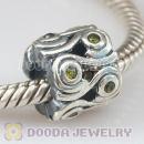 European Style Ocean Wave Greeen CZ Stone Charm Beads