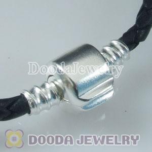 22cm European Style Single Black Leather Bracelet