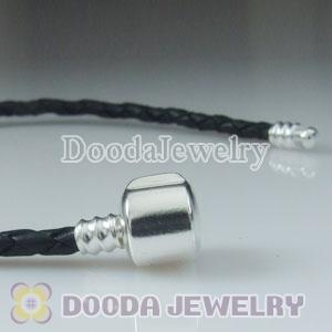 22cm European Style Single Black Leather Bracelet
