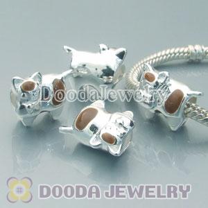925 Solid Silver European Style Beads Enamel milch cow