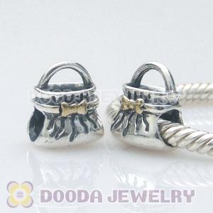 Gold Plated bowknot European Style 925 Silver Handbag Beads