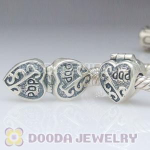 925 Solid Silver European Style  father's day charms Jewelry Clip  Beads