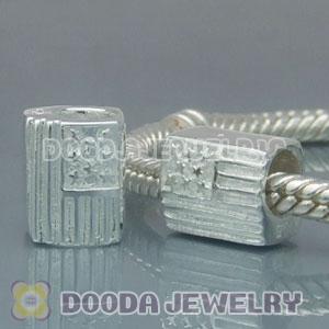 Solid Sterling Silver European Style USA Flag Beads and Charms