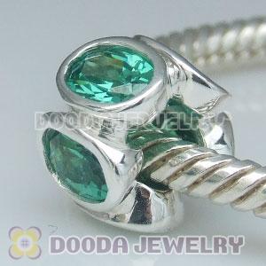 S925 Sterling Silver European Style Beads with Green Stone