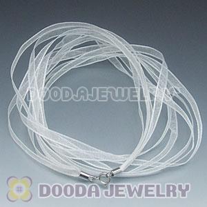 42cm European Style White Silk Necklace with sterling silver clasp
