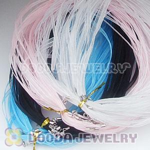 42cm European Style Blue Silk Necklace with sterling silver clasp