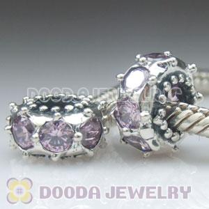 925 Sterling Silver European Style Beads with Purple Stone