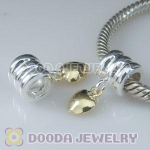 European Style 925 Silver Beads Dangle Gold Plated Heart