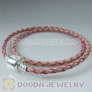 38cm European Style Double Pink Leather Bracelet