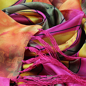 Picture of Long Oblong Fringed silk scarf 170×50CM silk scarves for painting